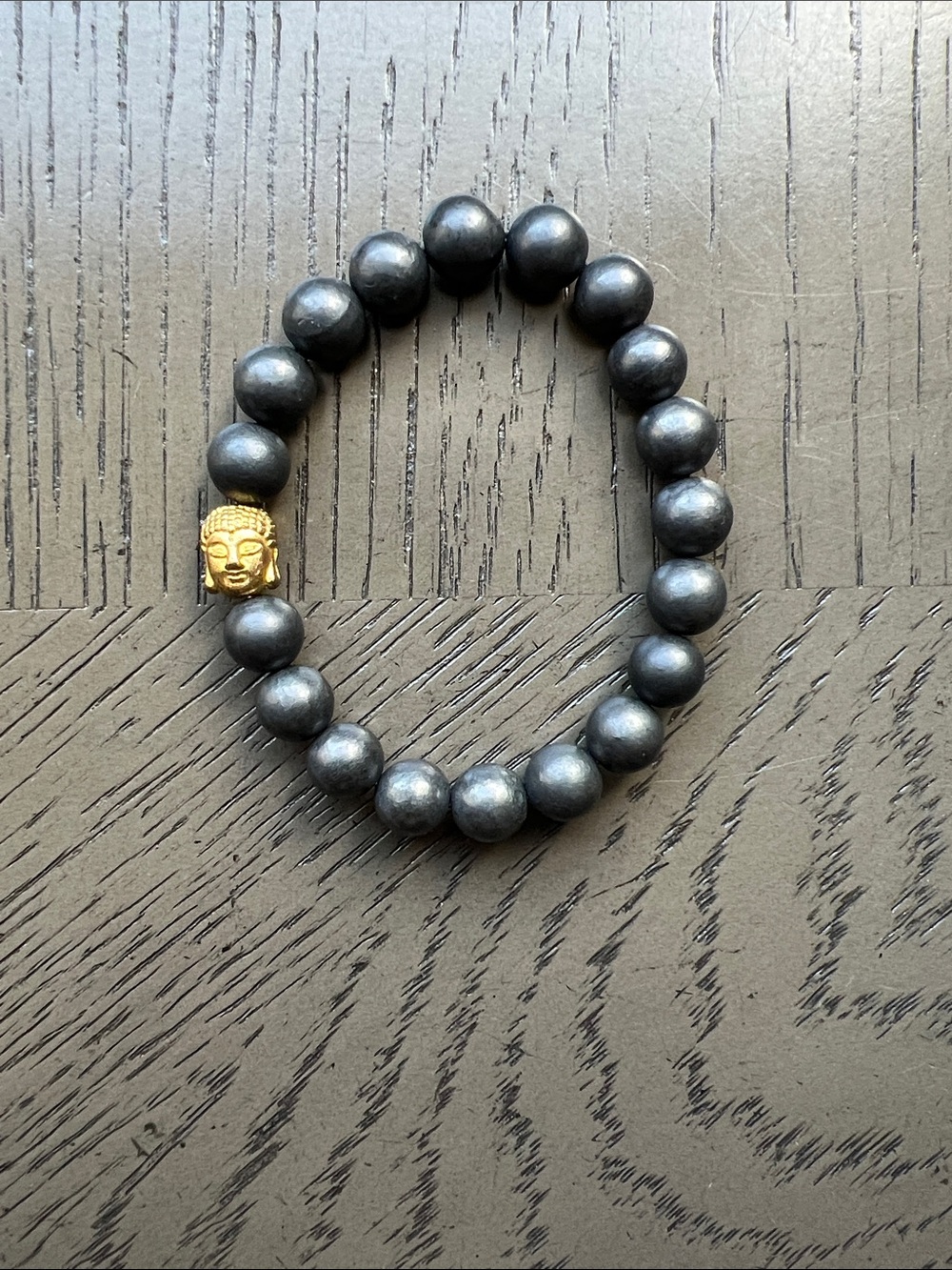 Shungite with Buddha accent bracelet 9mm SIZE 6.5’